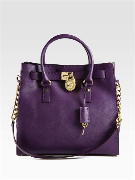 michael kors purse hamilton purple|Michael Kors Hamilton large bag.